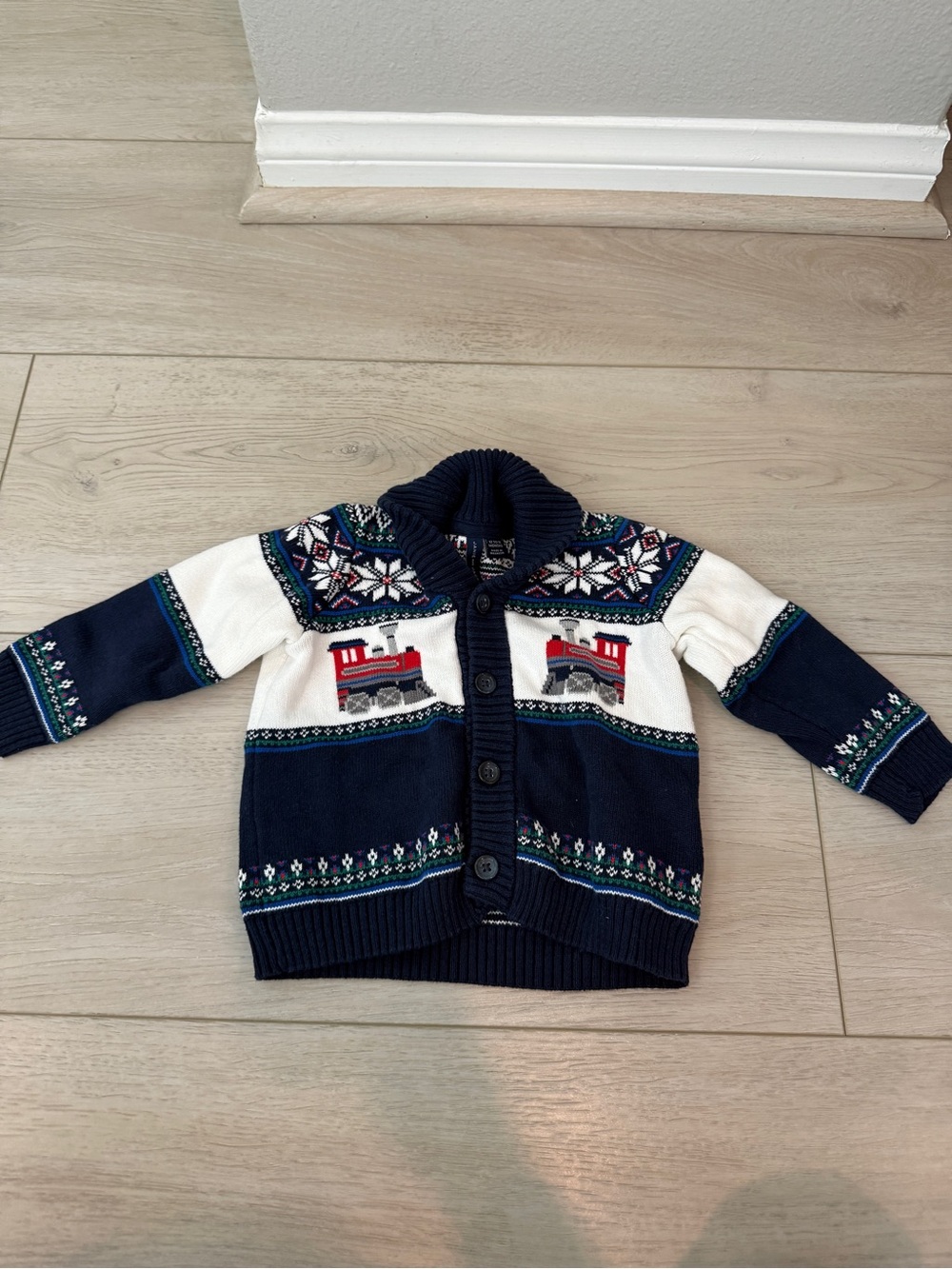 Janie and Jack holiday Train Cardigan Sweater 12-18 month